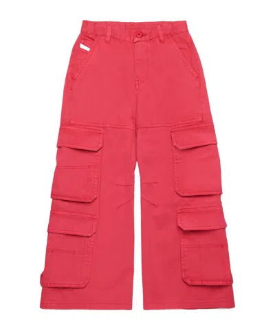 Diesel Kids Oval-d Logo Embroidered Cargo Pants In Pink