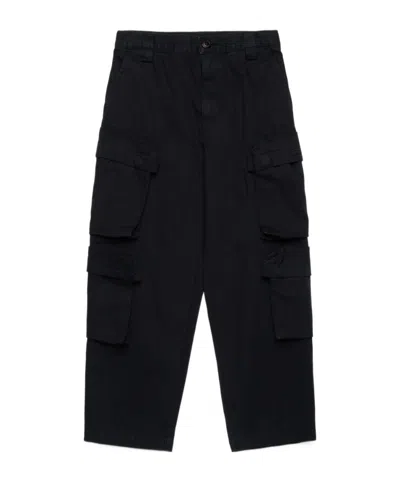 Diesel Kids Oval-d Logo Embroidered Cargo Pants In Black