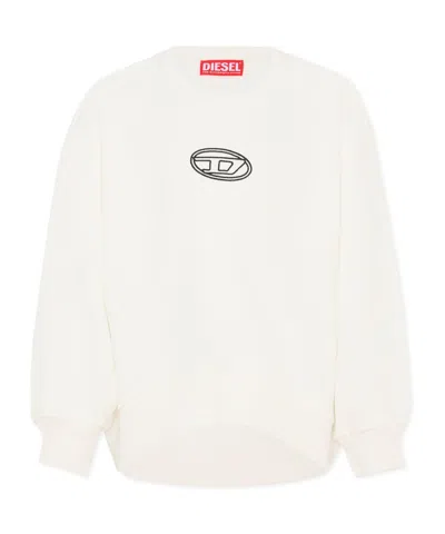 Diesel Kids Oval-d Logo Embroidered Crewneck Sweatshirt In White