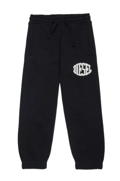 Diesel Kids' Pbolong Logo-printed Drawstring Track Trousers In Black