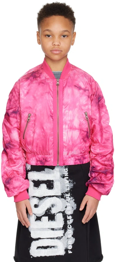 Diesel Kids Pink Joak Bomber Jacket In K378