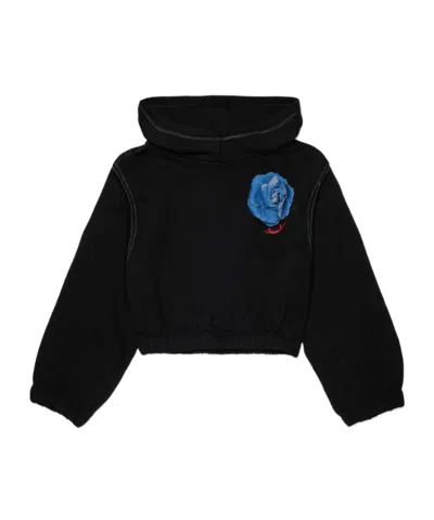Diesel Kids Sroset Floral Hoodie In Black