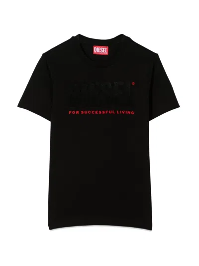 Diesel Kids T Shirt Written Logo In Black