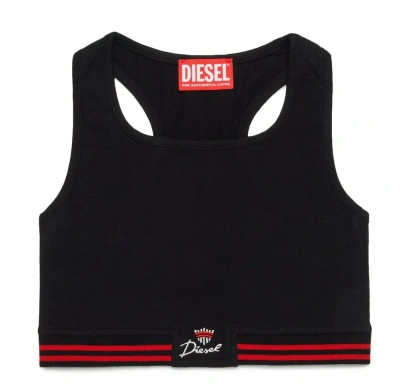 Diesel Kids' Trit Striped-edge Tank Top In Black