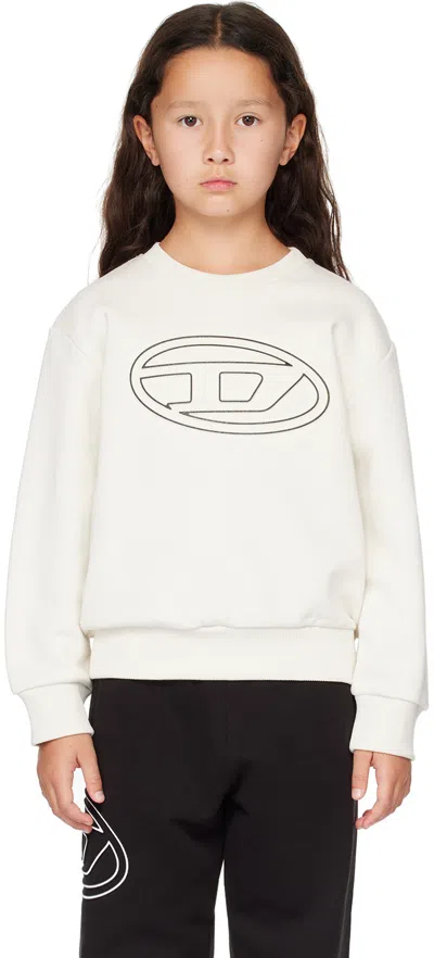 Diesel Kids White Smartbigoval Over Sweatshirt In K129