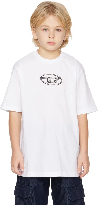 Diesel Kids White Treden Over T-shirt In Multi