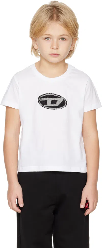 Diesel Kids White Tsequinsg T-shirt In Multi