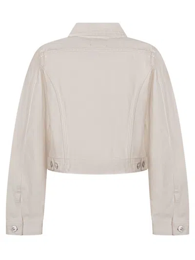 Diesel Kids Youth Jacket With Decorative Studs In Bianco