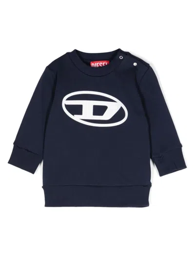 Diesel Babies' Logo-print Cotton Sweatshirt In Blue