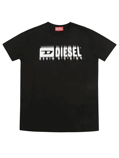 Diesel Kids' Logo-print Cotton T-shirt In Black