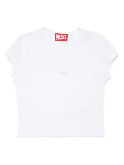 Diesel Kids' Tangie Oval D Logo Cotton T-shirt In White