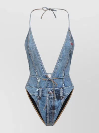 Diesel Kinsley One Piece Halter Neck Swimsuit In Blue