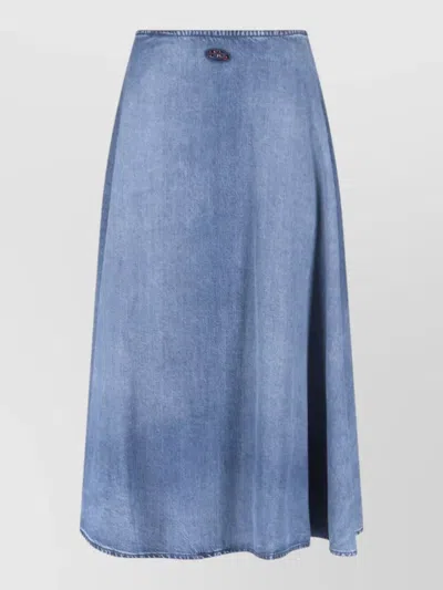 Diesel Knee Length Midi Skirt A Line Buttons In Blue