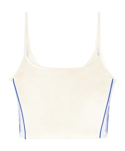 Diesel Knit And Satin Tank Top With Piping In White