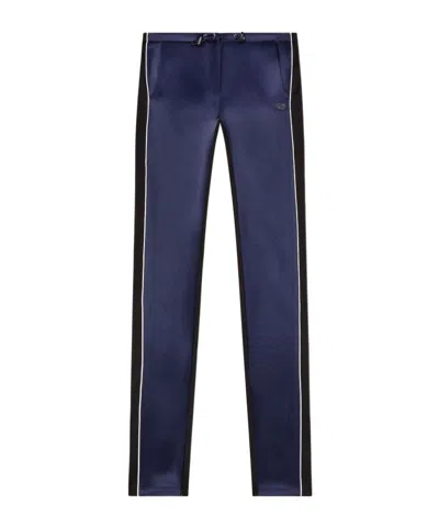 Diesel Knit And Satin Track Pants With Piping In Blue
