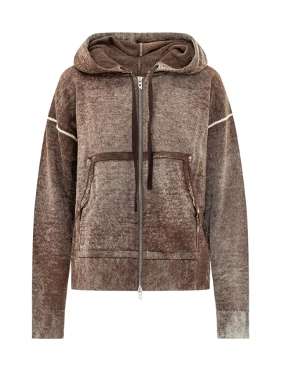 Diesel Knit Sweater With Textured Motif In Brown