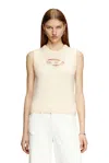 Diesel Knit Tank Top In Cashmere Blend In Beige