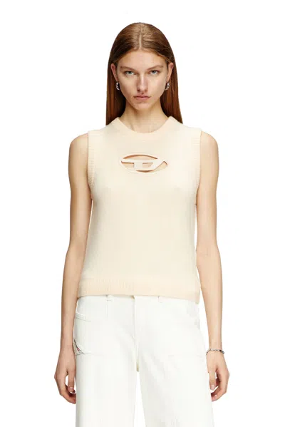 Diesel Knit Tank Top In Cashmere Blend In Beige