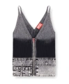 Diesel Knit Tank Top With Denim Cargo Pockets In Black