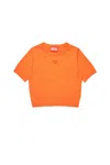 Diesel Knit Top Branded With Oval D Logo In Orange