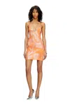 Diesel Knitted Dress With Metallic Accent In Orange