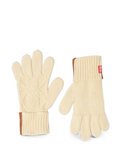 Diesel Knitted Gloves In Wool And Cotton In Neutral