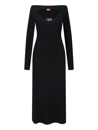 Diesel Knitted Maxi Dress In Black