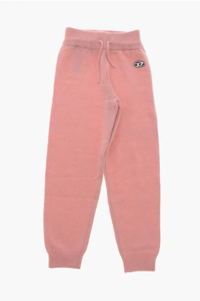 Diesel Kids' Knitted Rinyl Pants With Cuffs In Pink