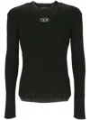 Diesel Darin Black Crewneck T-shirt With Oval D Logo Cut-out On The Front In Cotton Man In Black