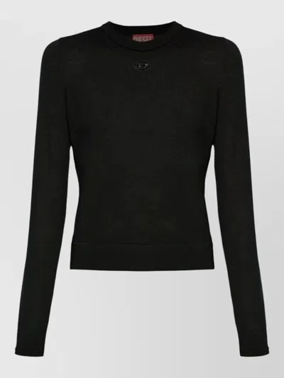 Diesel Knitwear Top Long Sleeves Cutout Design In Black