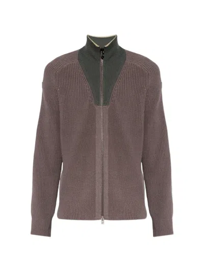 Diesel Long-sleeved Zip-up Cardigan In Brown