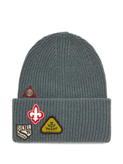 Diesel K-pha Ribbed-knit Beanie Hat In Gray