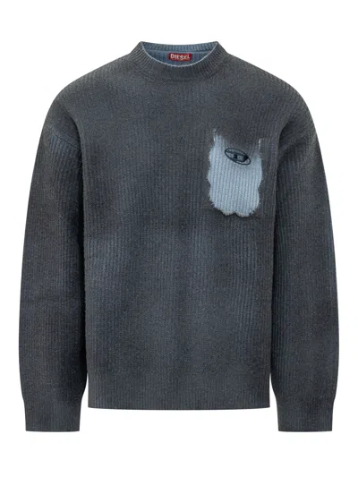 Diesel K-pickler Knit Sweater In Gray