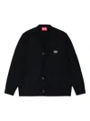 Diesel Cardigan Misto Lana E Cashmere Con Patch In Black