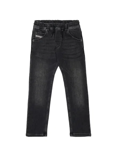 Diesel Kids' Krooley Joggjeans Faded-wash Jeans In Black