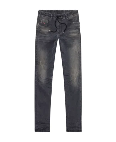Diesel Krooley Mid-rise Tapered Jeans In Black