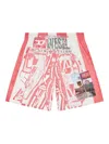 Diesel Graphic Print Elastic Waistband Shorts With Back Pocket In Multi