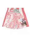Diesel Graphic Print Elastic Waistband Shorts With Back Pocket In Pink