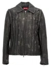 Diesel Albert Distressed Leather Moto Jacket In Black