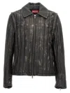 Diesel Albert Distressed Leather Moto Jacket In Black