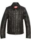 Diesel Albert Distressed Leather Moto Jacket In Black