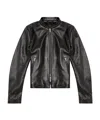 Diesel Black Lambskin Mock Neck Jacket In Black