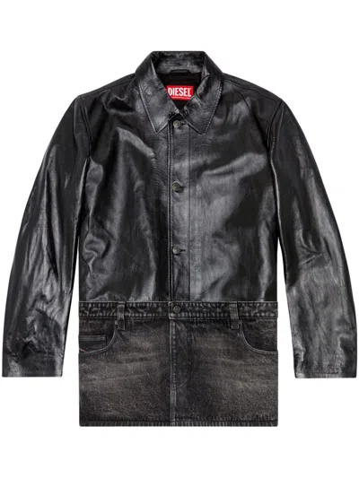 Diesel L-bretch Leather Jacket In Black