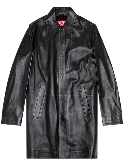 Diesel L-cordier Panelled Leather Jacket In Black