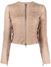 Diesel L-crack Zip-up Leather Jacket In Pink