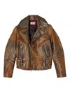 Diesel Biker Jacket In Treated Leather In Brown