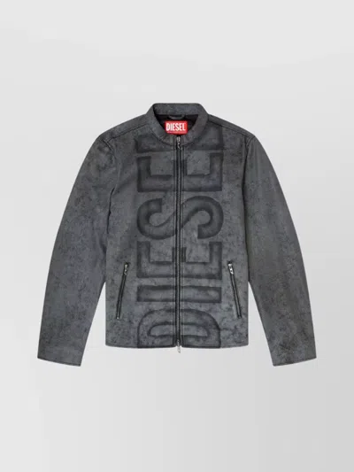 Diesel L-evert-a Leather Biker Jacket In Multi