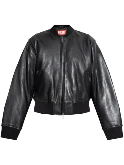 Diesel L-ilan Leather Jacket In Black