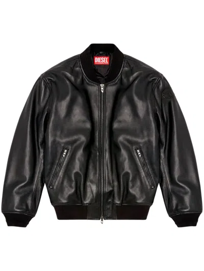 Diesel L-khat Leather Jacket In Black