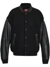 Diesel Varsity Bomber Jacket In Cotton And Leather